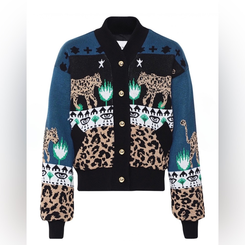 HAYLEY MENZIES LEOPARDESS WOOL BOMBER JACKET
